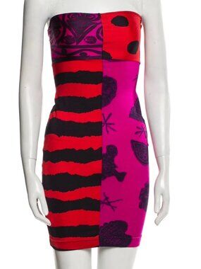CHRISTIAN LACROIX  COLORFUL STRAPLESS DRESS SIZE FR 38 (SMALL)
